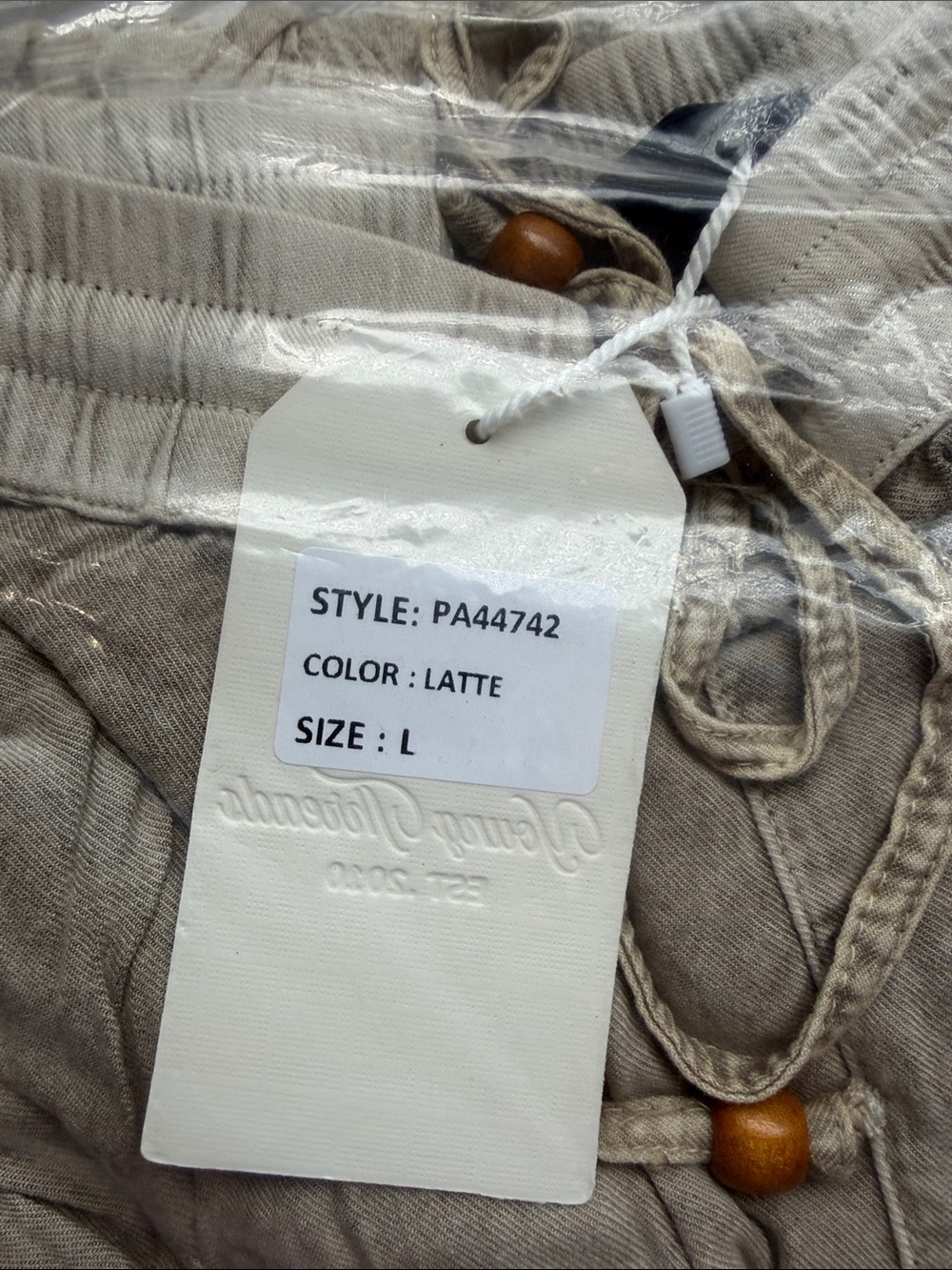 NWT- Tiered Wide-Leg Patchwork Pants - Latte Young Threads - Picture 3 of 14